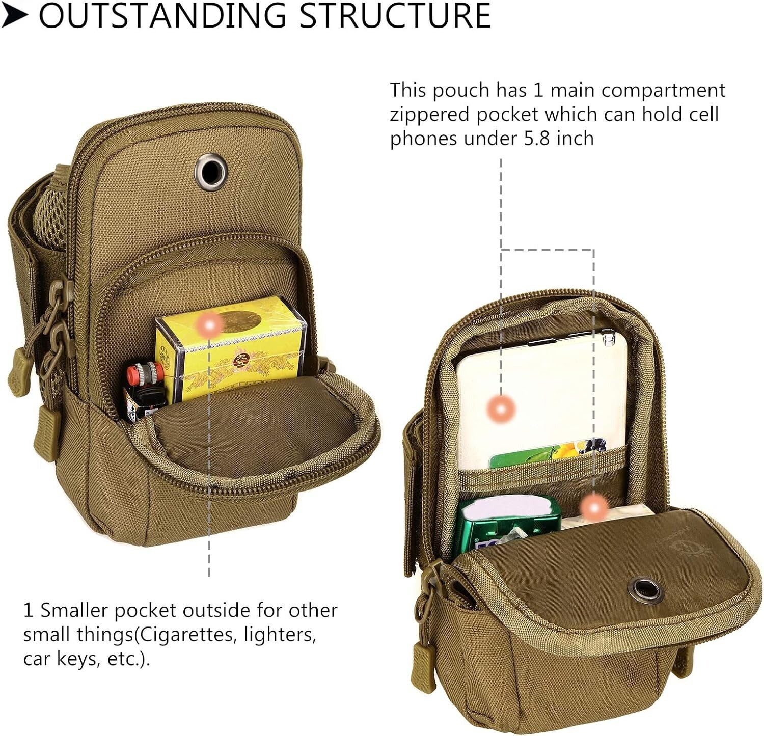 Men Outdoor Sports Running Phone Armband Wrist Holder Tactical Molle Arm Pouch