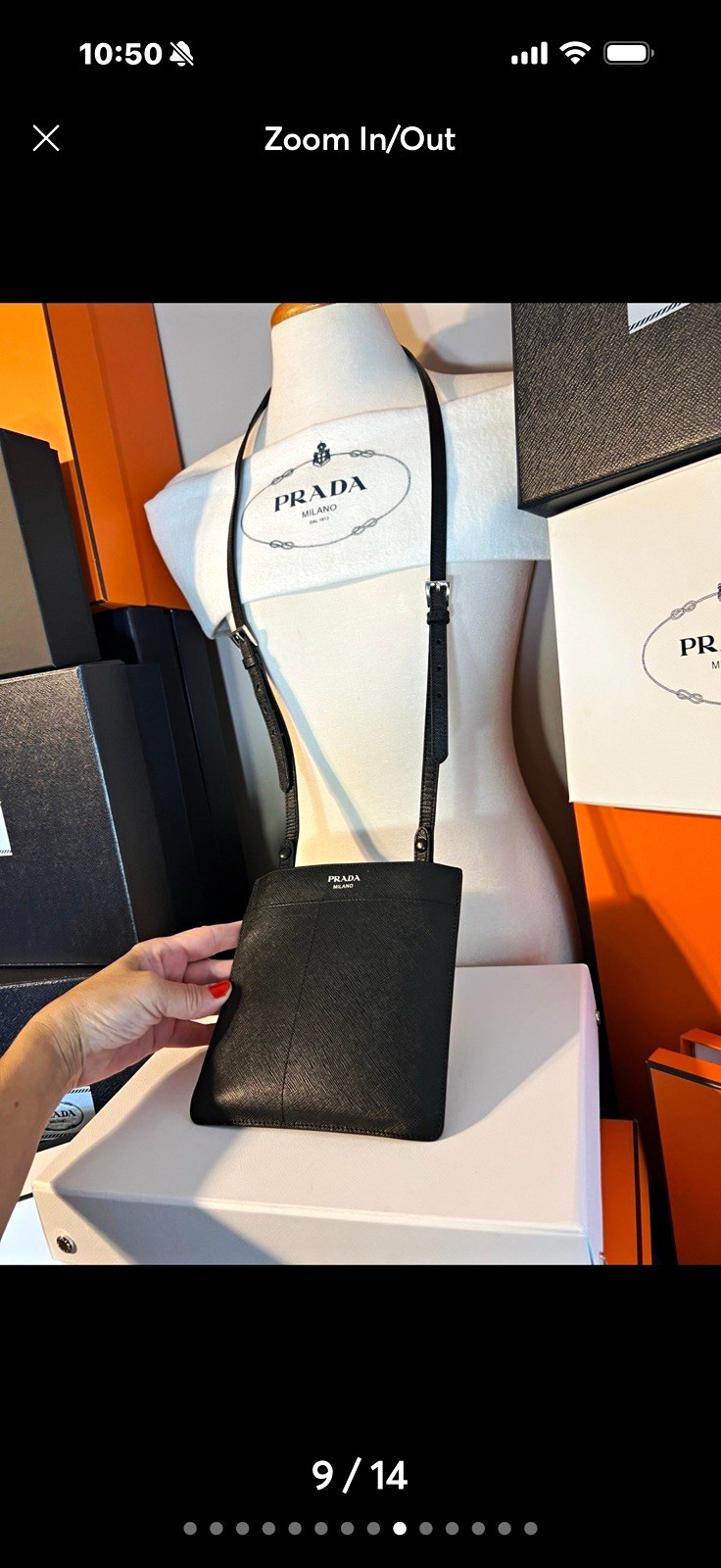 PRADA Black Crossbody Bag Adjustable Strap Casual Business Travel Solid