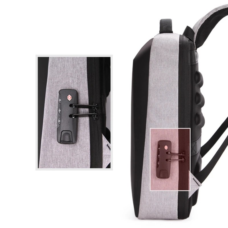 Men’s Hard Shell Backpack Anti-theft Travel Bag USB Charging Computer