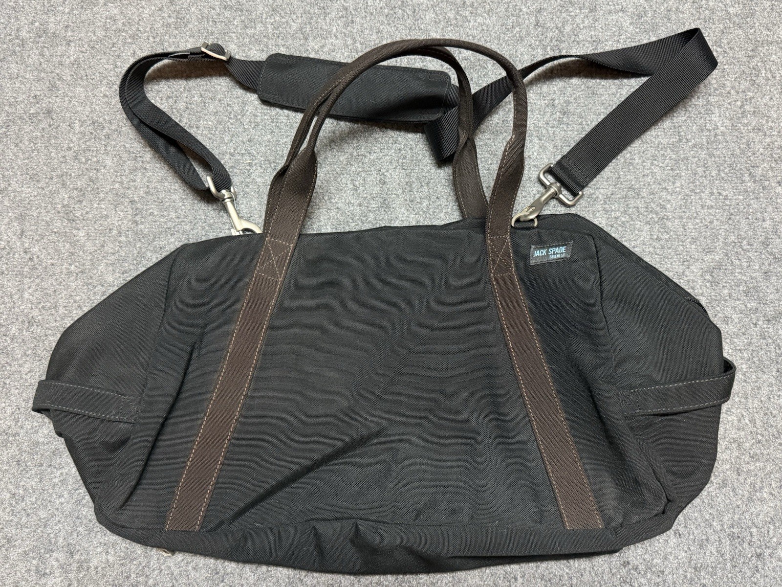 Jack Spade Duffle Bag Black Overnight Weekend Canvas Luggage Greene St