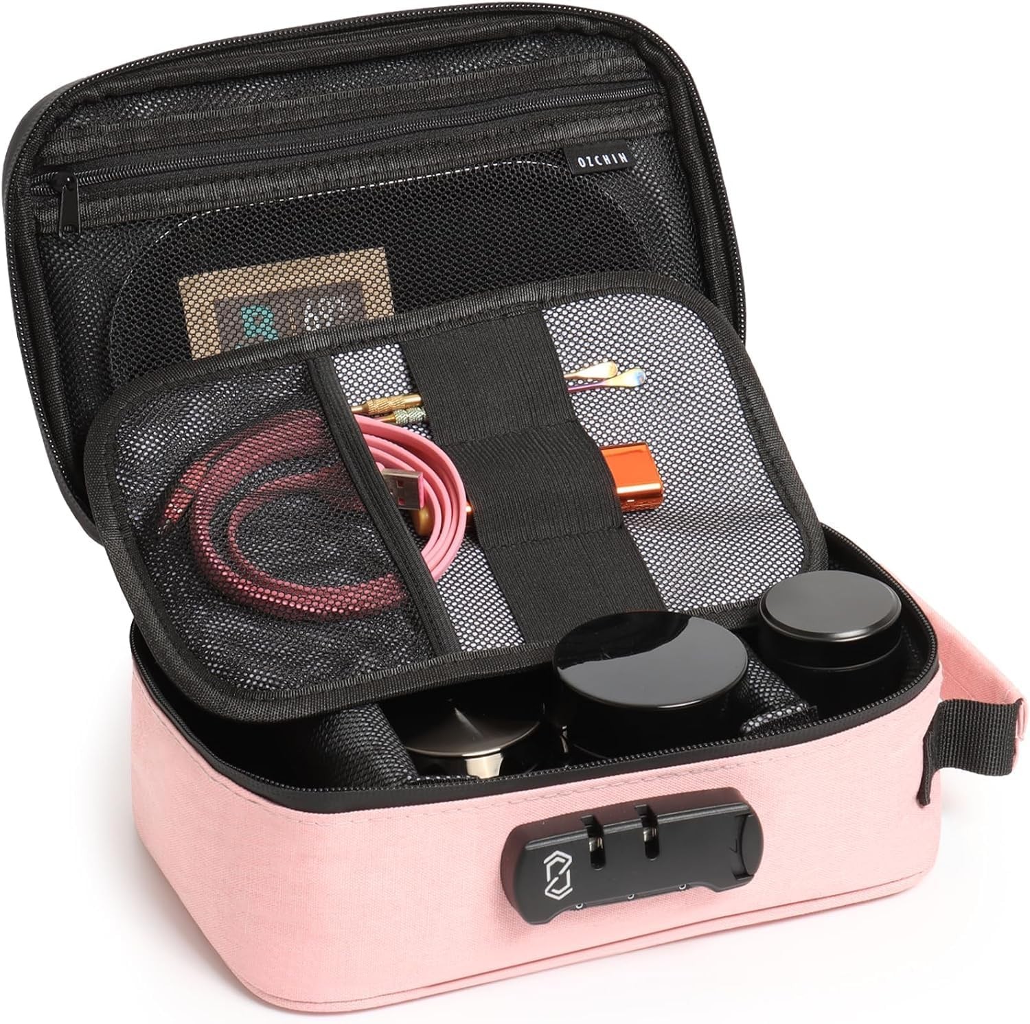 OZCHIN Smell Proof Bag with Combination Lock 9.5″ x 6″ x 3.5″ File Organizer Cas