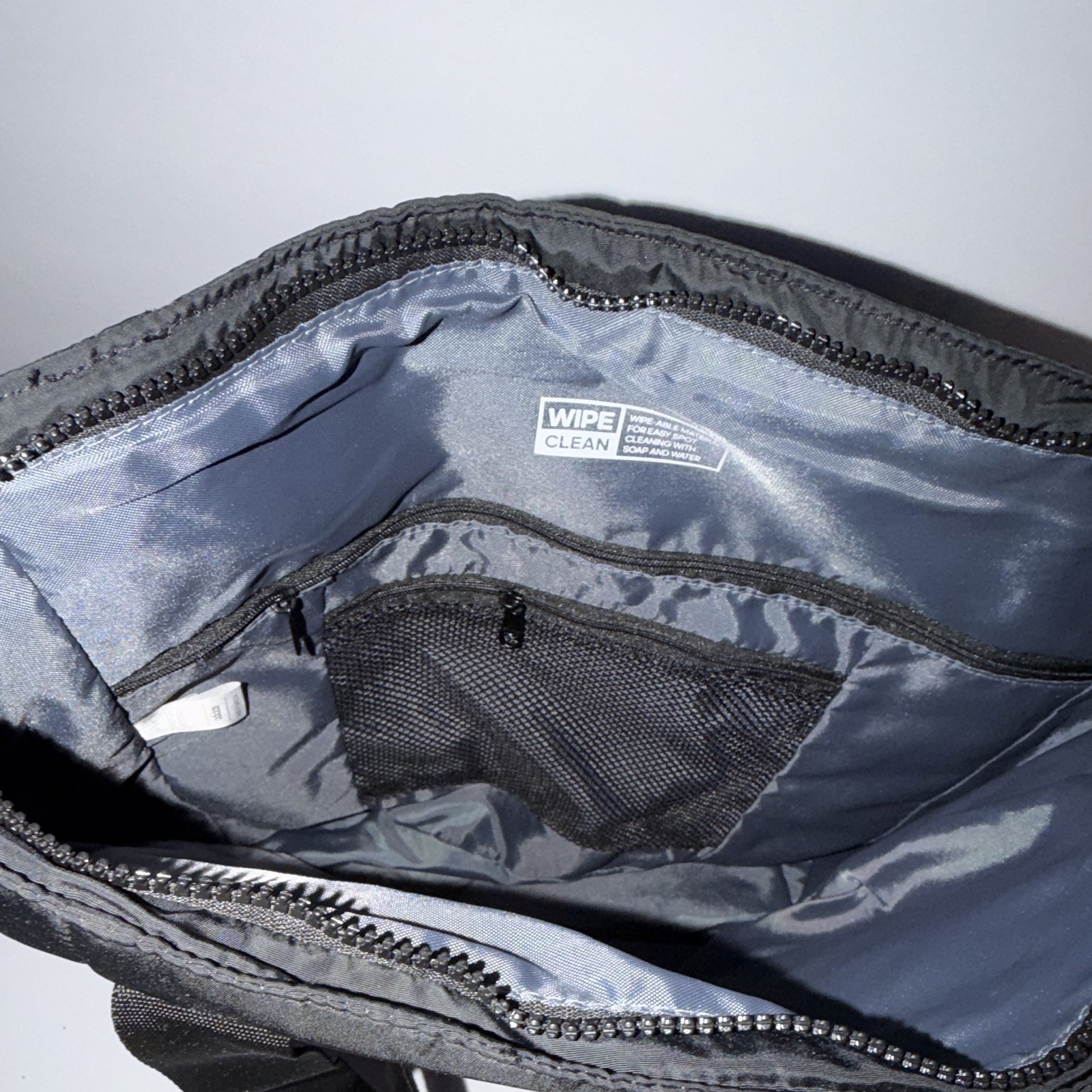 adidas Solid Black Tote Bag Zip Closure Shoulder Strap with Inner Pockets