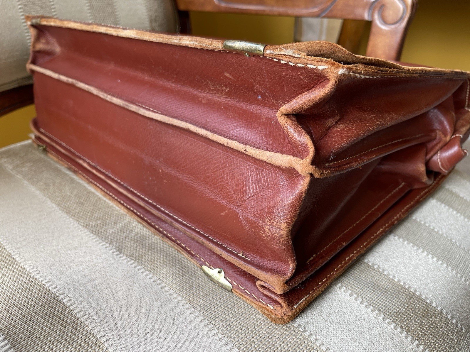 Rexbilt Briefpak Vintage Brown Top Grain Cowhide Leather Briefcase Men AS-IS