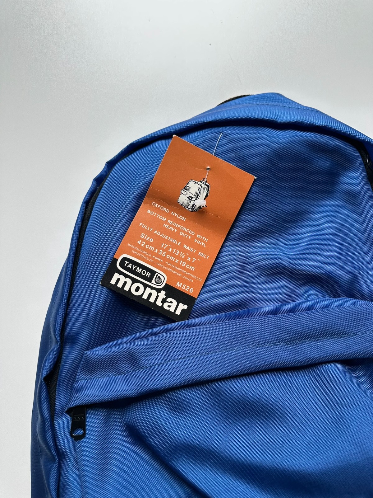 VTG NWT Taymor Montar Blue Brown Oxford Nylon Satin Backpack Vinyl Bottom RARE