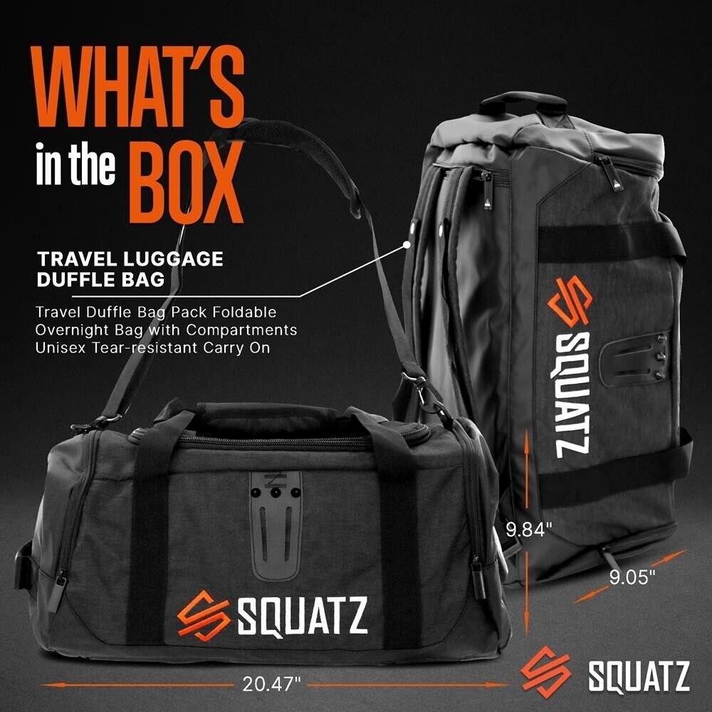 SQUATZ Foldable Overnight Bag-Compartments Unisex Tear Polyester Handle/Strap