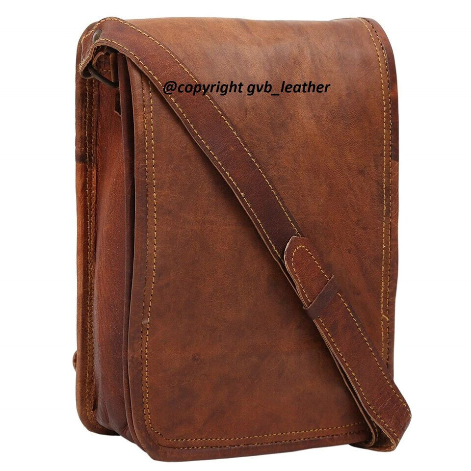 13″ Men’s Real Vertical Leather Messenger Shoulder Laptop Satchel Handmade Bag