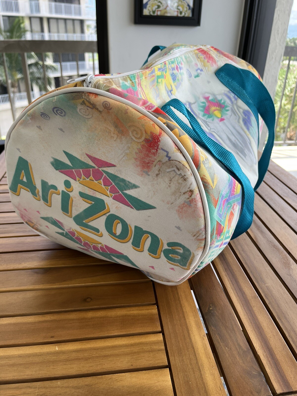 Arizona Iced Tea Barrel Duffle Bag Large Multicolored Large RARE Vtg 90s 00s Y2K