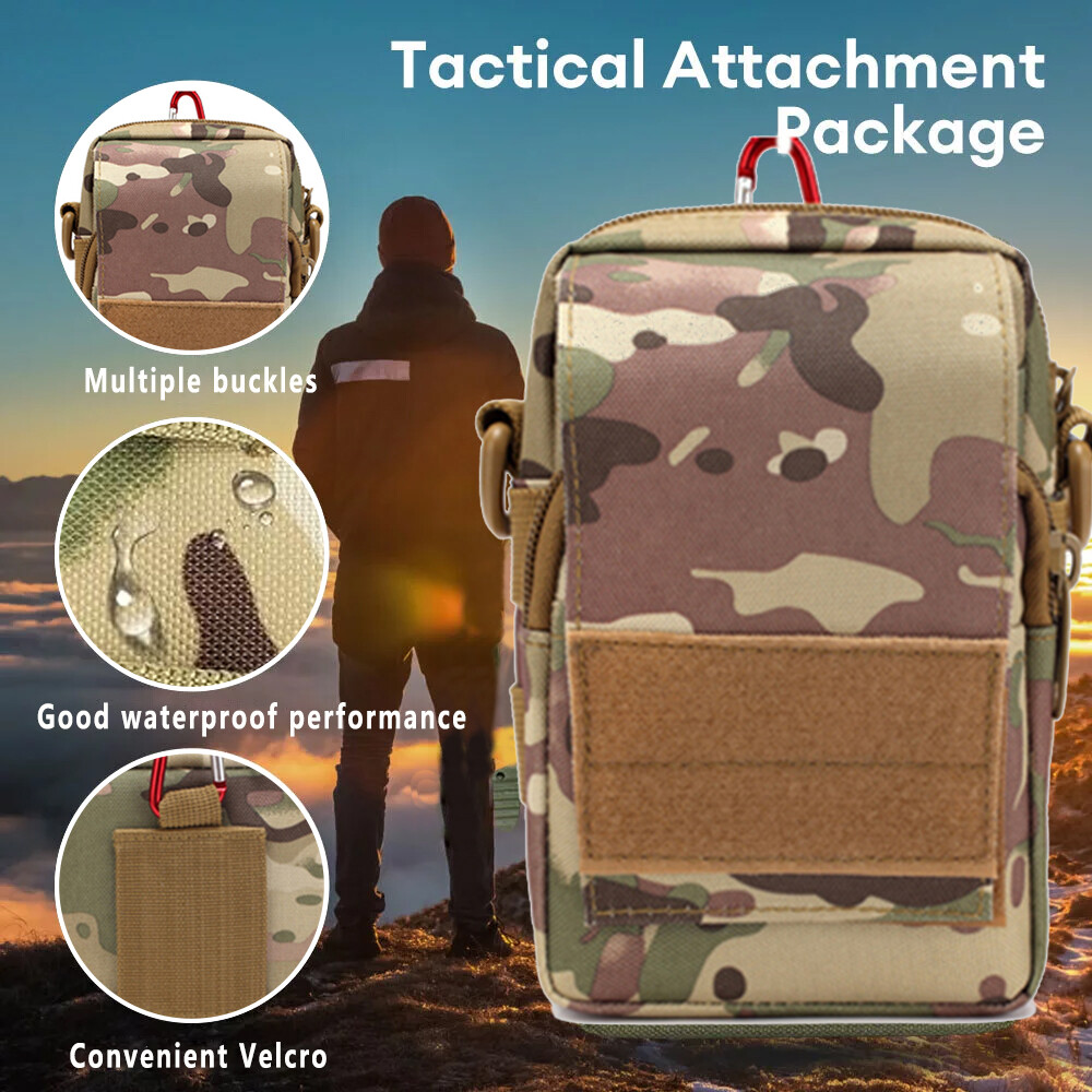 Men’s Tactical Backpack Utility Belt Pouch with Shoulder Strap for Outdoor Sport