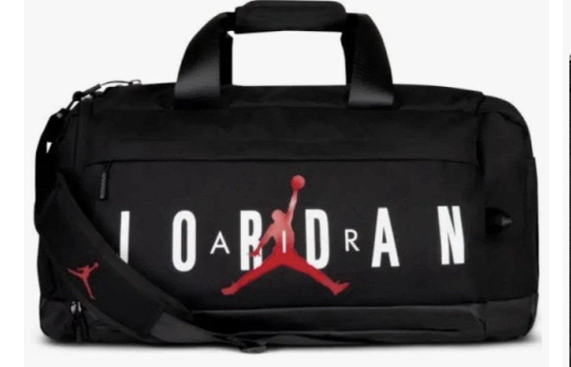 Nike Air Jordan Gym Sport Duffel w/ Shoe Pocket Black Red SM0168-023 | ☆NWT☆