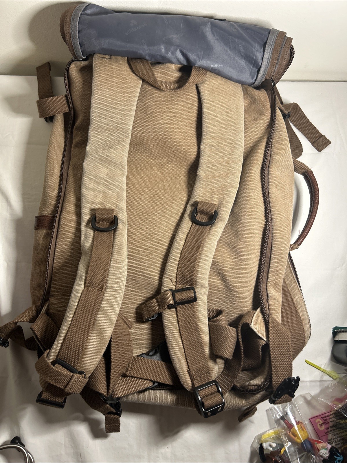 WITZMAN Travel Backpack Large Canvas Luggage Carry on Duffel Bag Brown