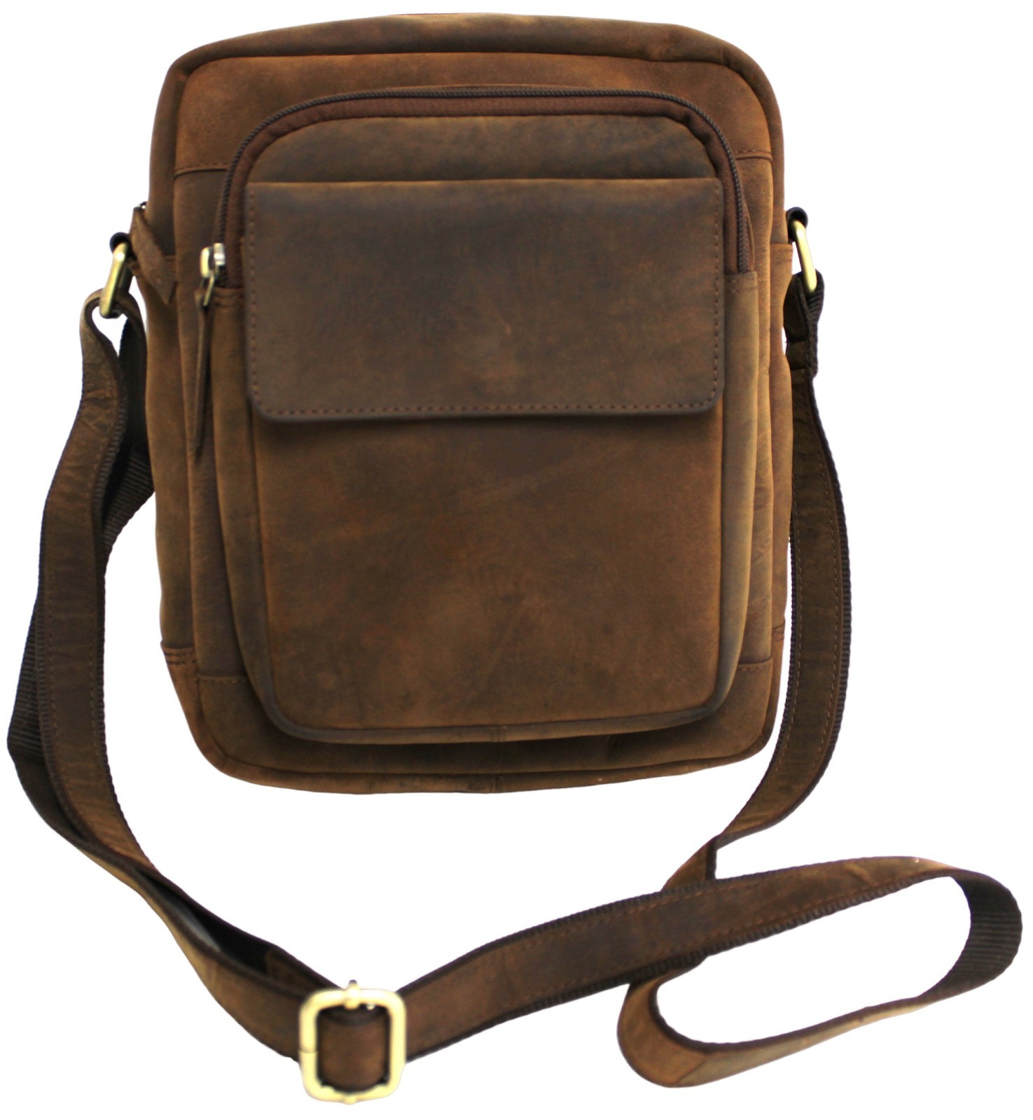 Quality Full Grain Hunter Leather Shoulder / Crossbody Bag.