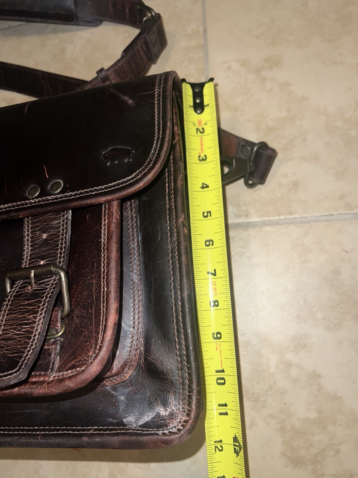 Buffalo Jackson Trading Co. Brown Leather Messenger Bag Men Used Condition