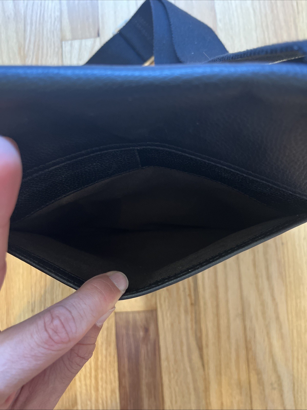 Jack Spade Pebbled Black Leather Messenger Bag Crossbody Field Bag