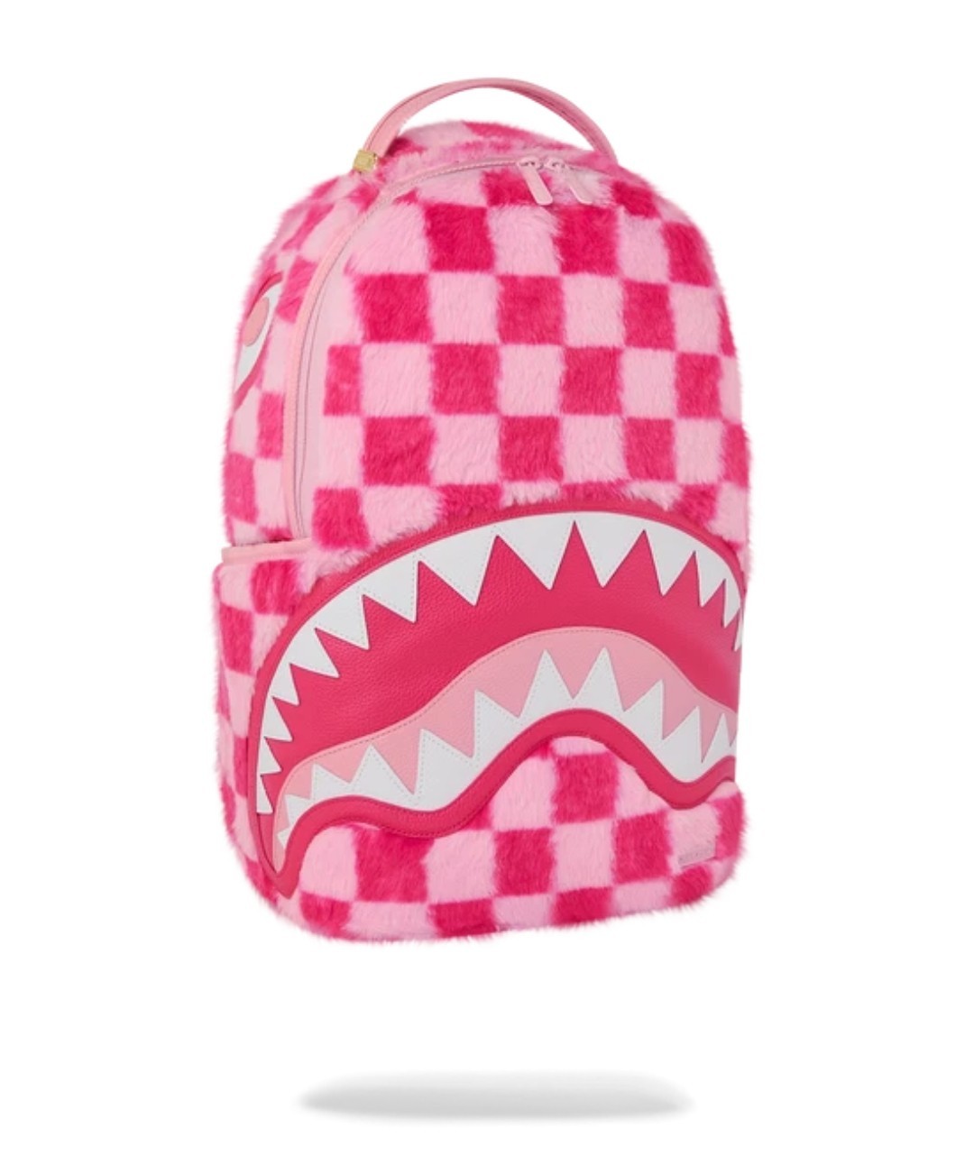 Sprayground Pink Furry Check Backpack🔥New Black Bookbag Large School Bag