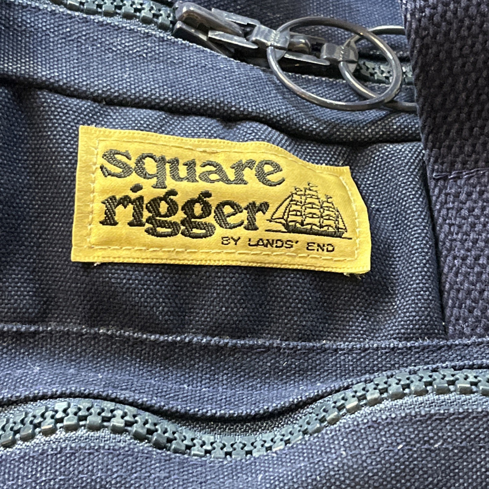 Vintage LANDS END SQUARE RIGGER Navy Blue Canvas Briefcase Laptop Tavel Bag USA