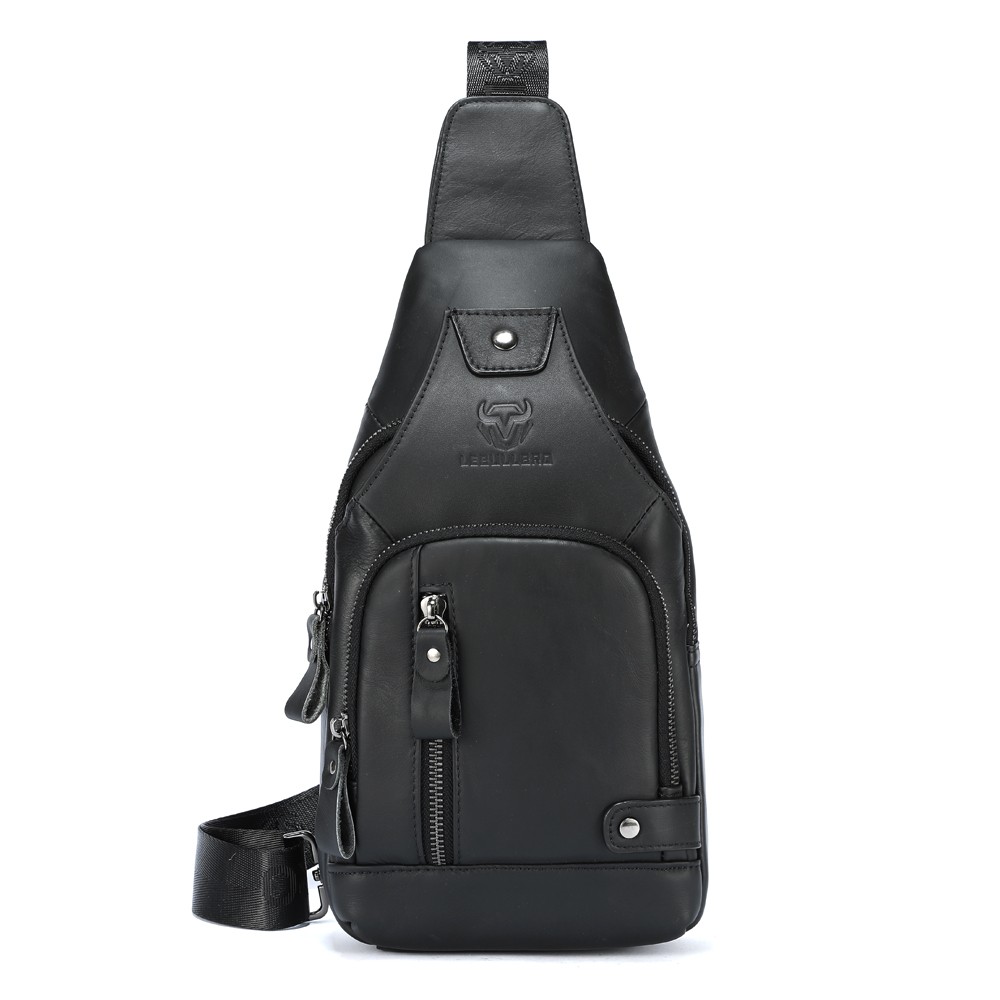 LEBULLBRO Men Sling Backpack Leather Crossbody Bag Chest Bag Shoulder Bag