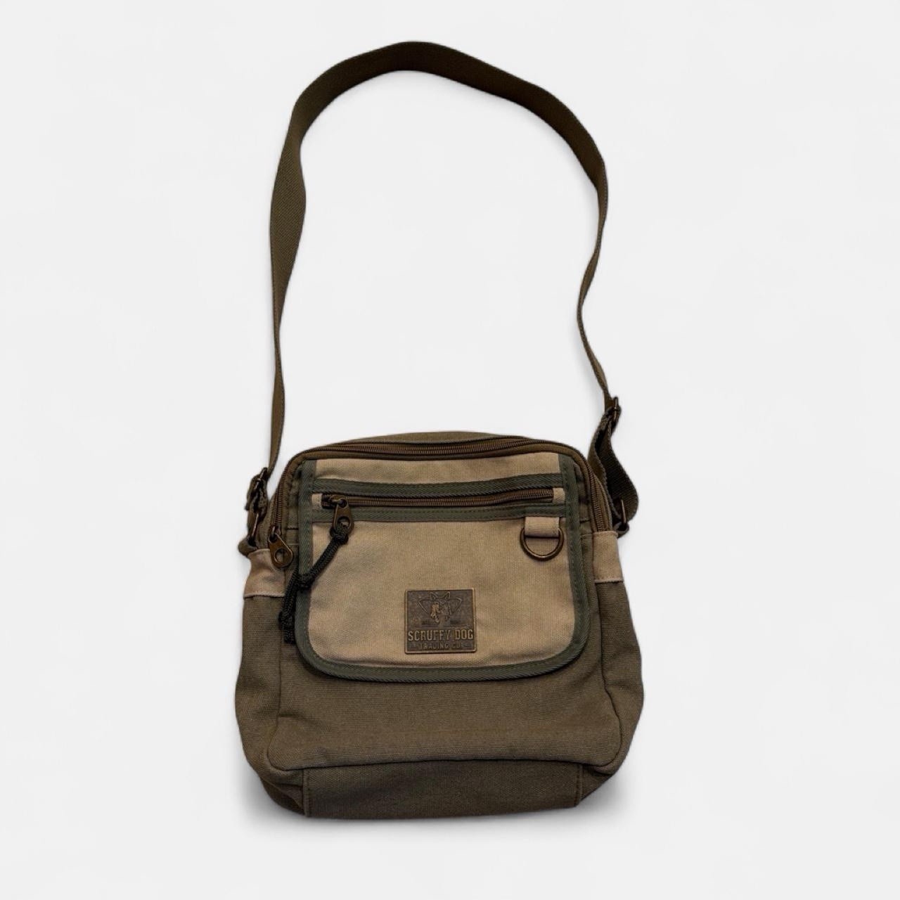 Scruffy Dog Trading Co. Crossbody Bag Gray/Beige Zip Adjustable Strap Dog