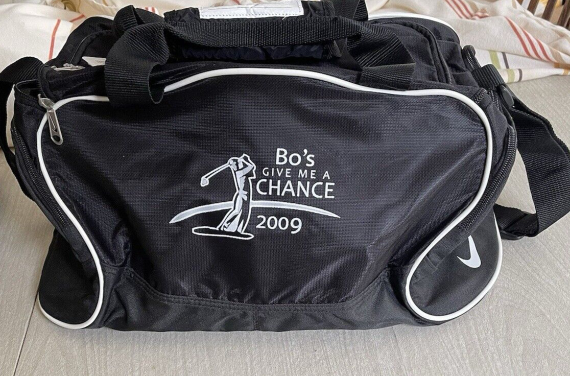 NWT Black Nike Duffle Grip Tote Bag Bo Jackson 2009 Give Me A Chance Found Logo