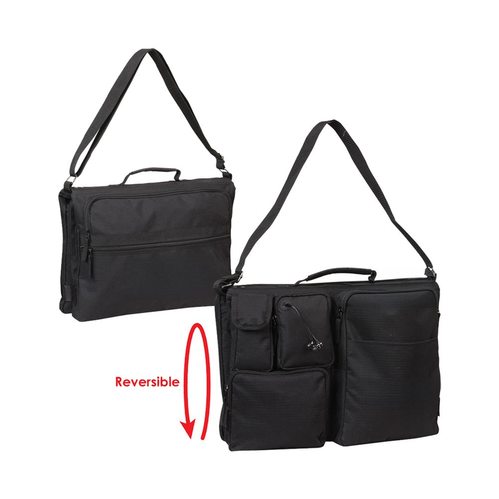 Preferred Nation Reversible Messenger Bag, Black, 600d Polyester, 16″x3.5″x12″H