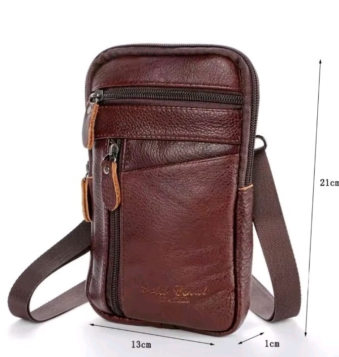 Fashion Men Shoulder Crossbody Waist Pack Handbag. Phone Pouch (Brown)