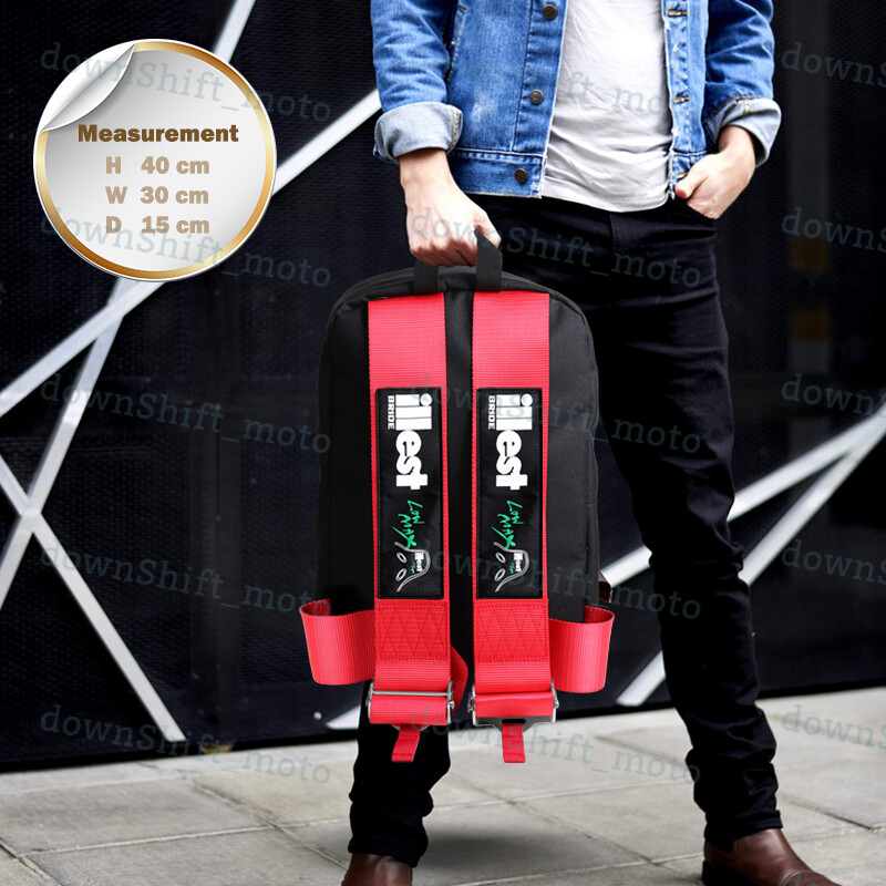 ILLEST Harness Adjustable Shoulder Strap JDM Bride Racing Backpack+Racing Wallet