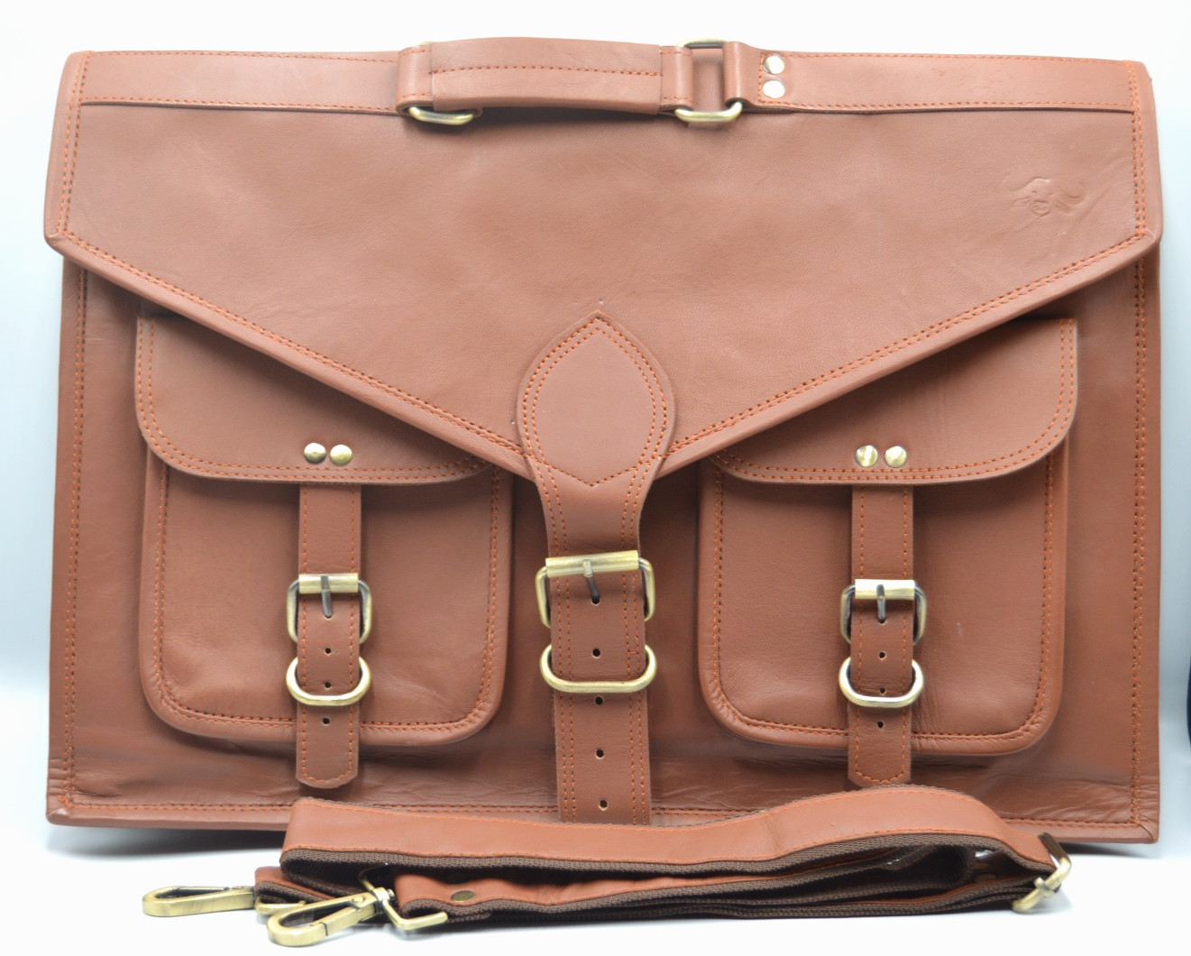 Leather Messenger Bag Sams Buffalo Laptop Flap Portfolio Briefcase Size 16″