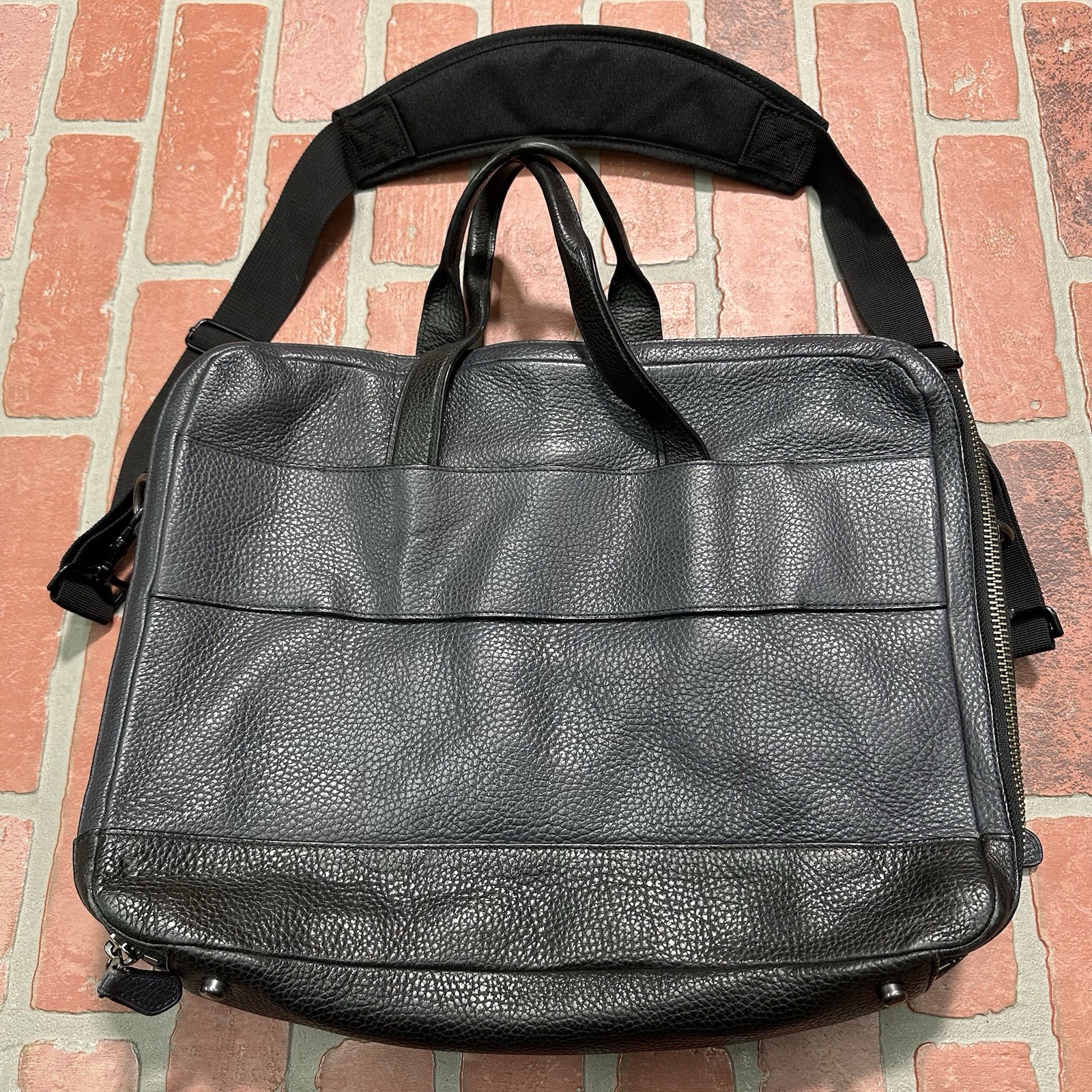 COACH PEBBLED HAMILTON LEATHER BRIEFCASE BAG TRAVEL NAVY BLUE BLACK HEAVY (29)