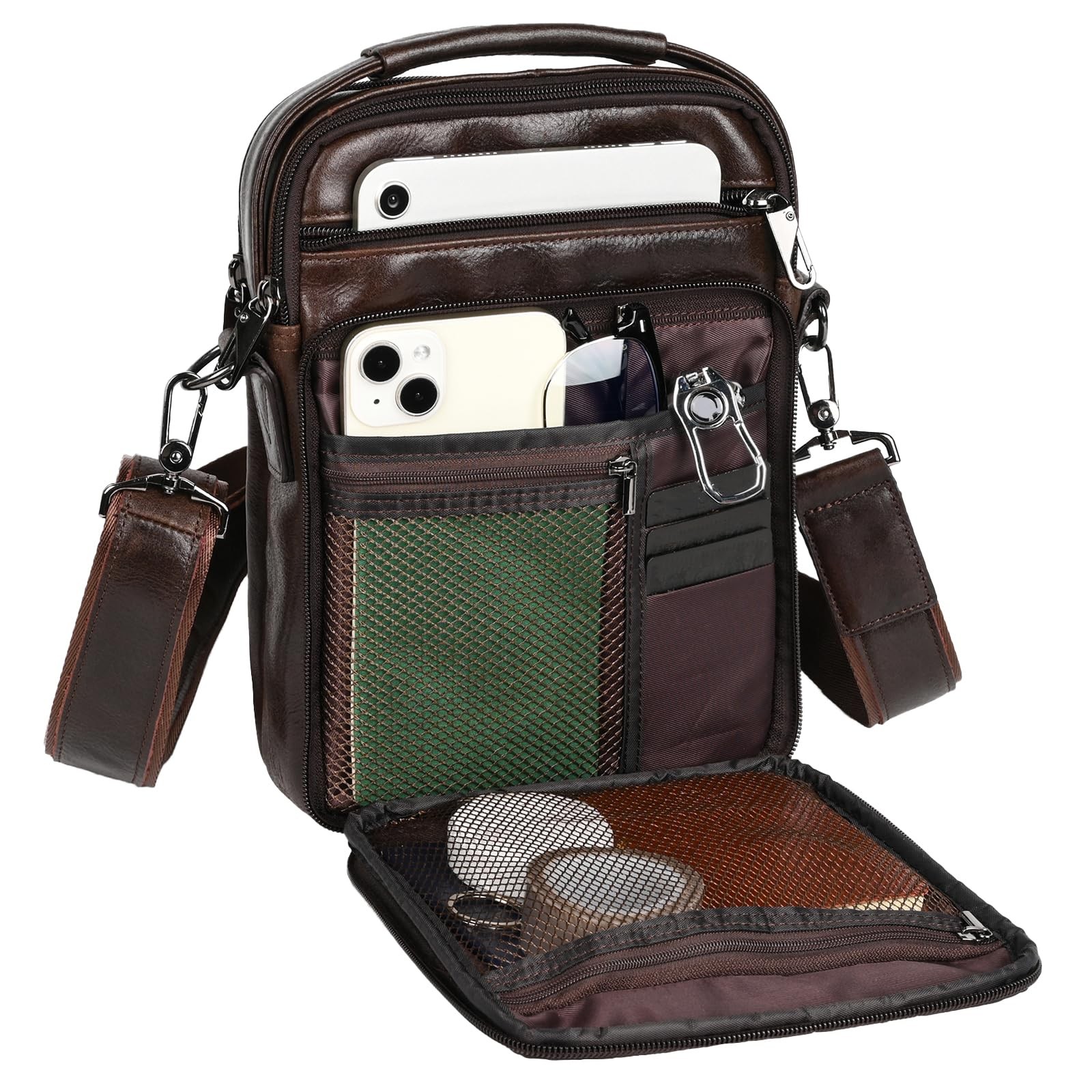 – Leather Small Messenger for Men – Women Shoulder Chest Travel Bag – Crossbo…