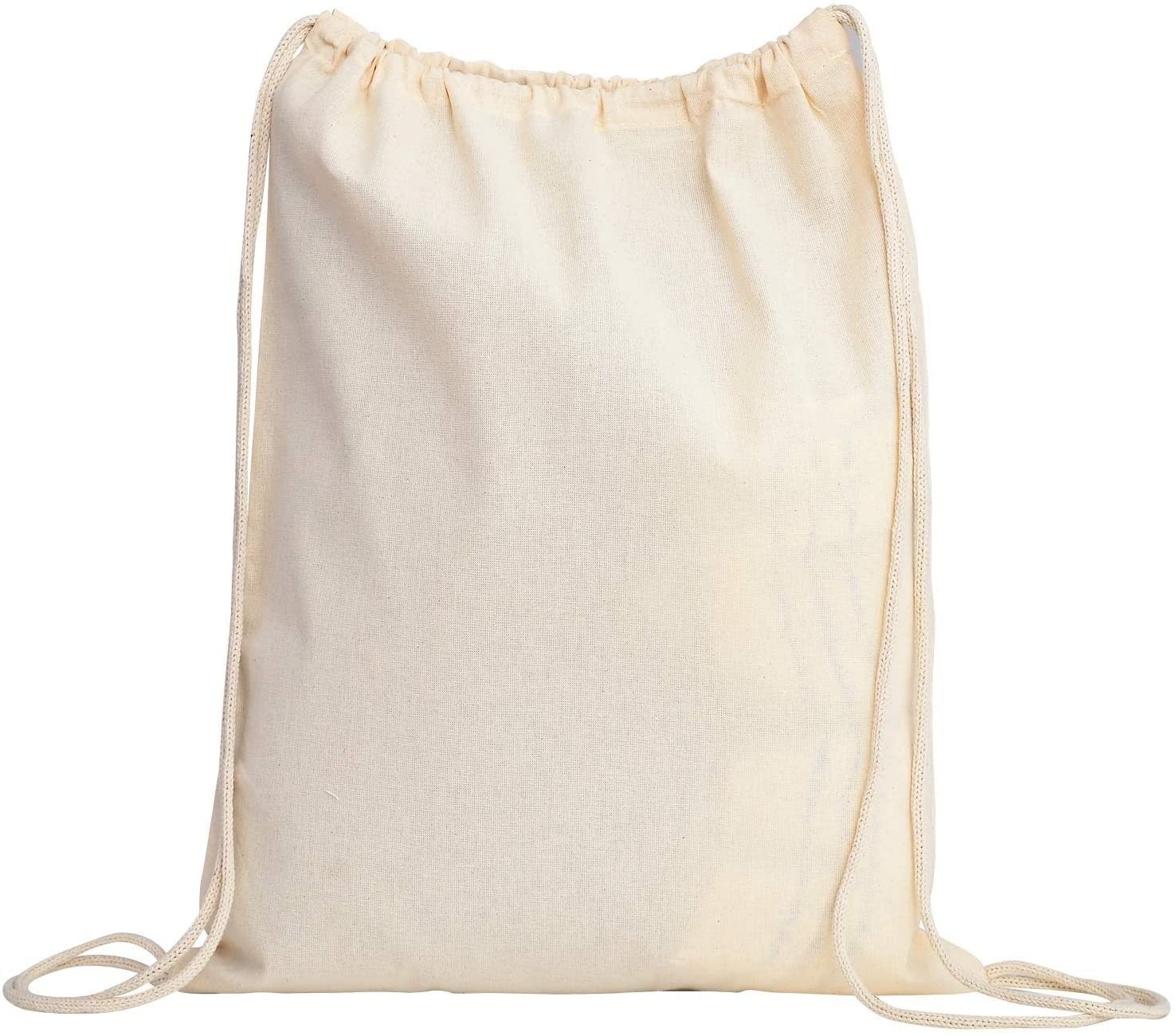 (12 Pack) Set of 12 Durable Cotton Canvas Drawstring Backpack Bags (Large (17…