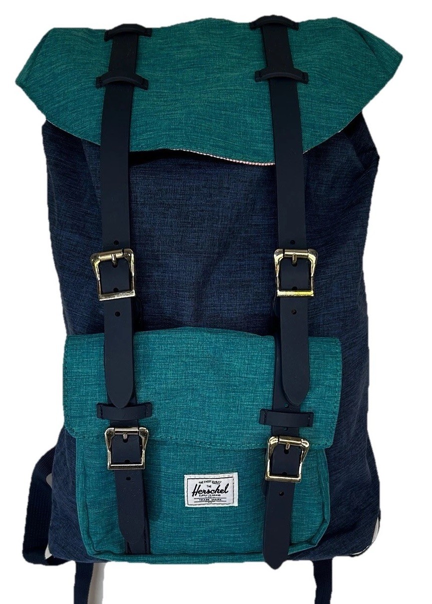 Herschel Supply Co Little America Backpack Teal Navy Canvas Laptop Bag EUC Clean