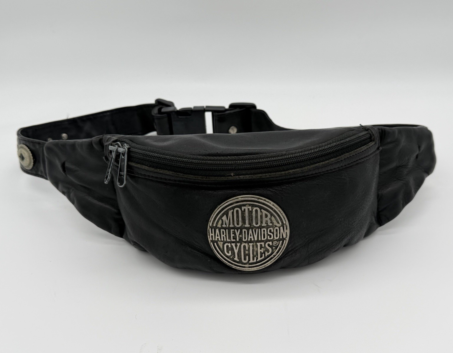 Harley-Davidson Black Zip & Buckle Belt Bag Fanny Pack Men’s Biker