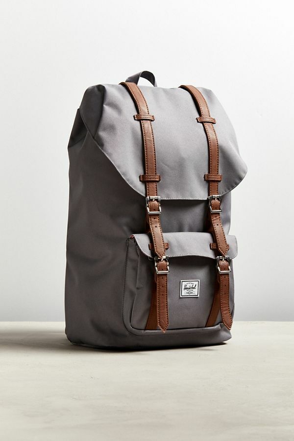 Herschel Supply Co Little America Backpack Grey Brown Leather 25L 15″ Laptop NEW