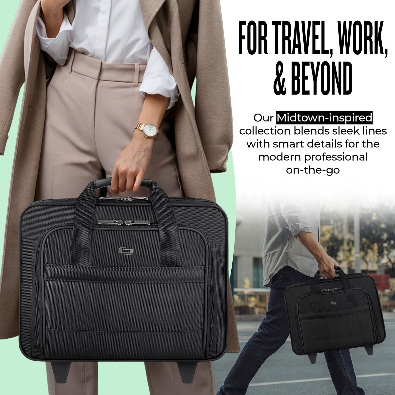 Rolling Case with Wheels – Roller Laptop Bag, Wheeled Briefcase for Women & M…