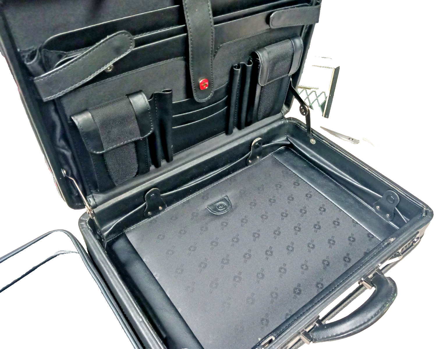 ALPINE SWISS EXPANDABLE HARD LEATHER ATTACHE BRIEFCASE + LAPTOP MESSENGER BAG!!