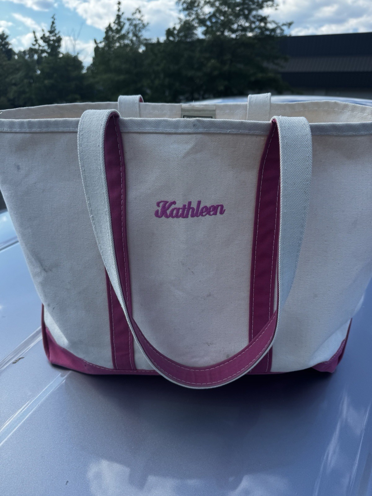L.L. Bean Boat And Tote Bag Vintage 1980s USA Canvas 80’s LL Bean Large Pink