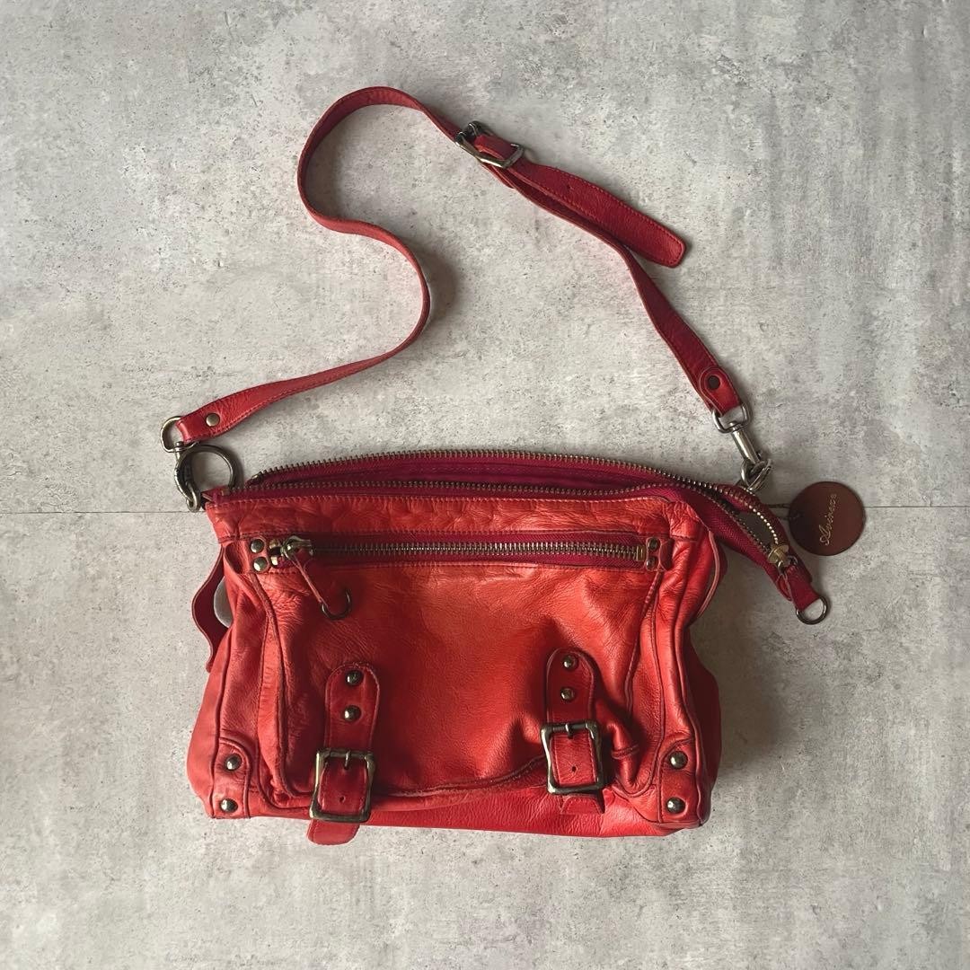 00s Vintage AVIREX Leather Shoulder Bag Gimmick Y2K