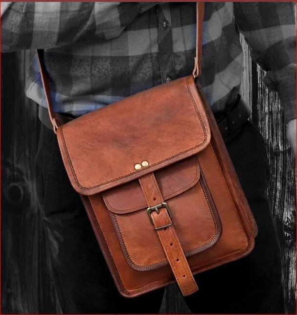 Men’s Leather Satchel Crossbody Real Leather Messenger Shoulder Sling Bag Unisex