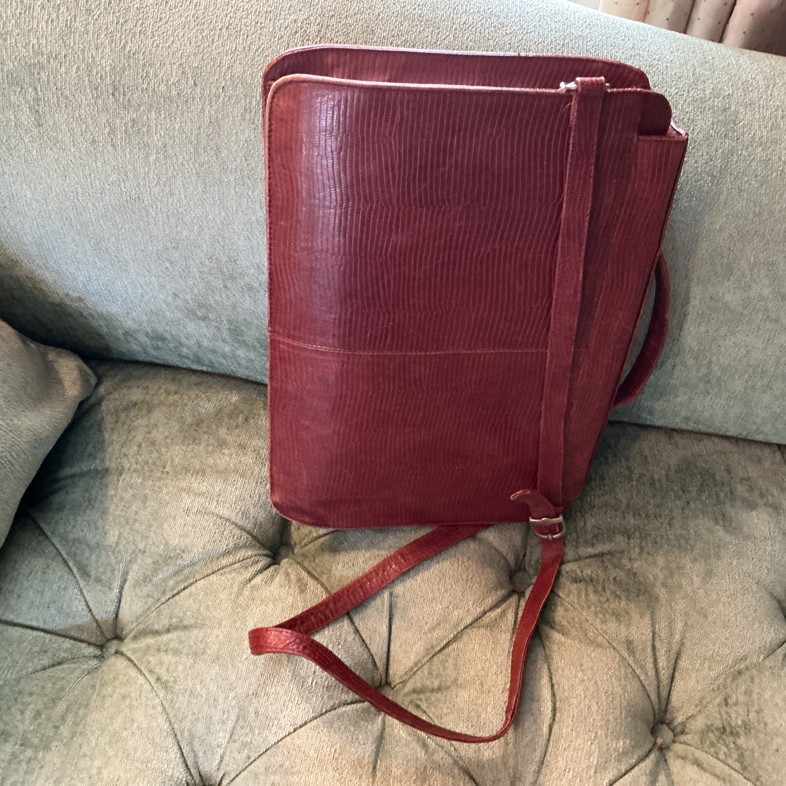 Snake Skin Embossed Brown Leather documents case from Switzerland.