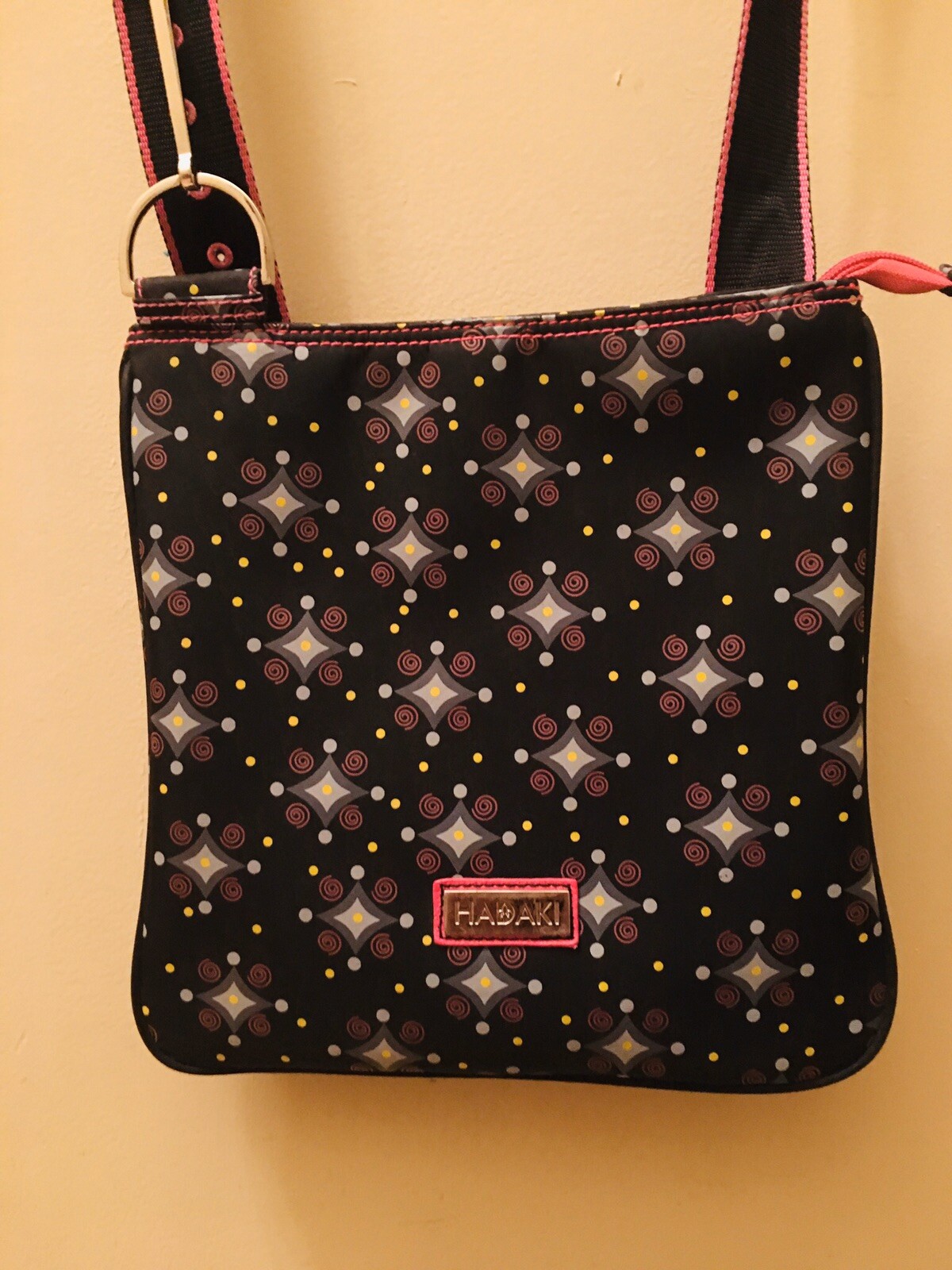 HADAKI Messenger Crossbody Bag Black Pink Gray Maroon With Adjustable Strap