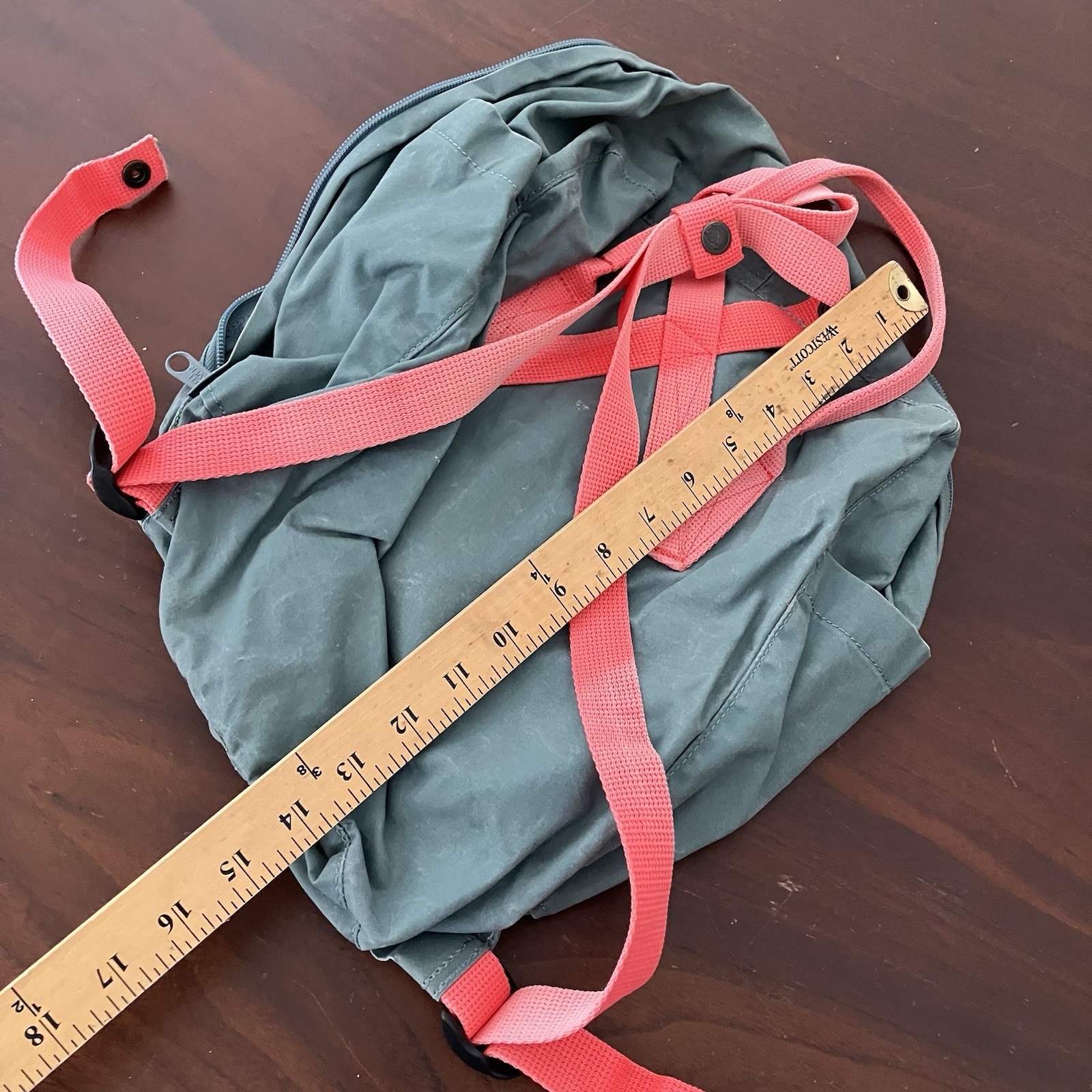 Fjallraven Kanken Mini Backpack Teal With Red Straps