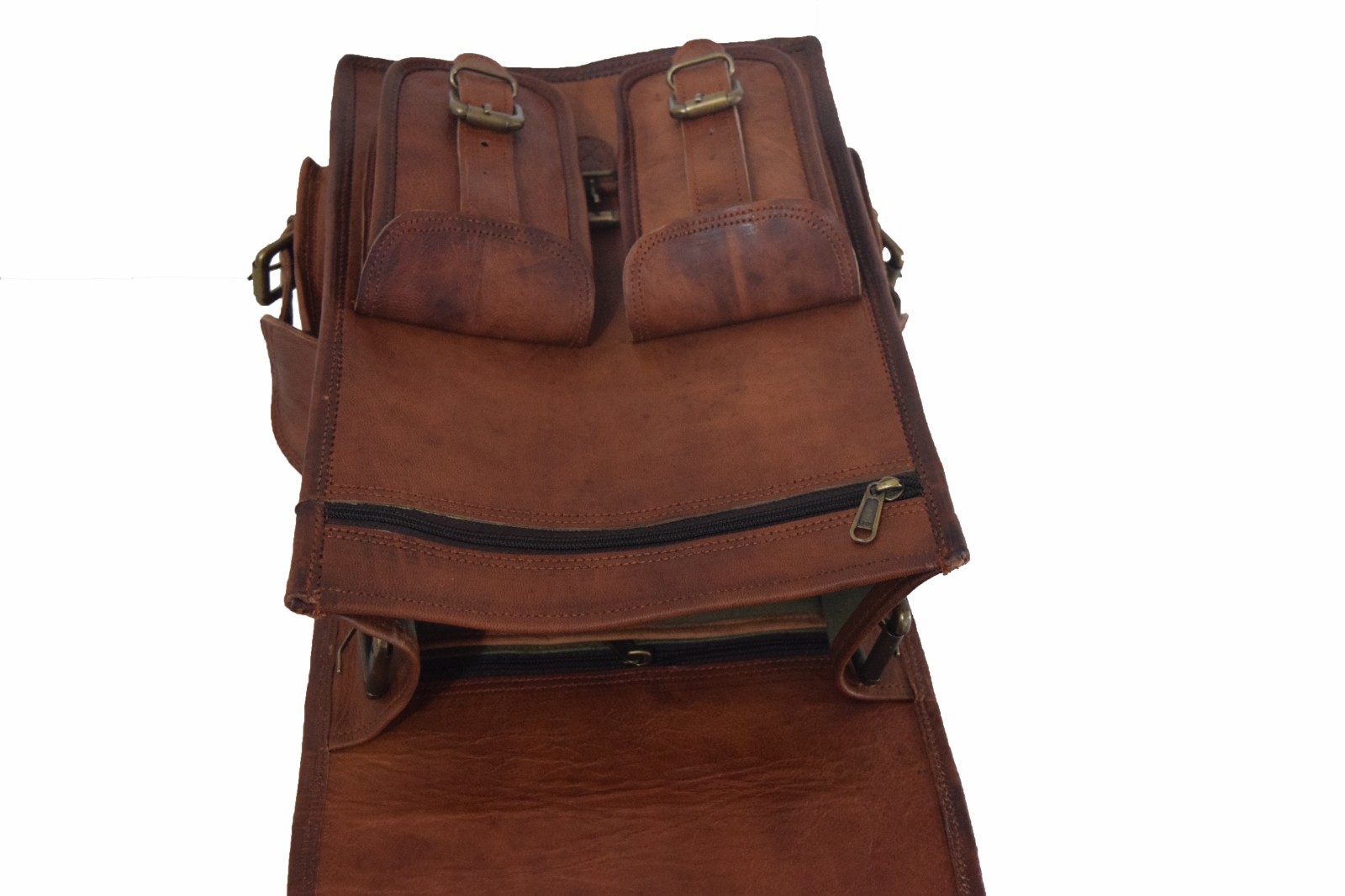 Leather Backpack Convertible Messenger Bag Laptop Satchel Rucksack Shoulder14 In