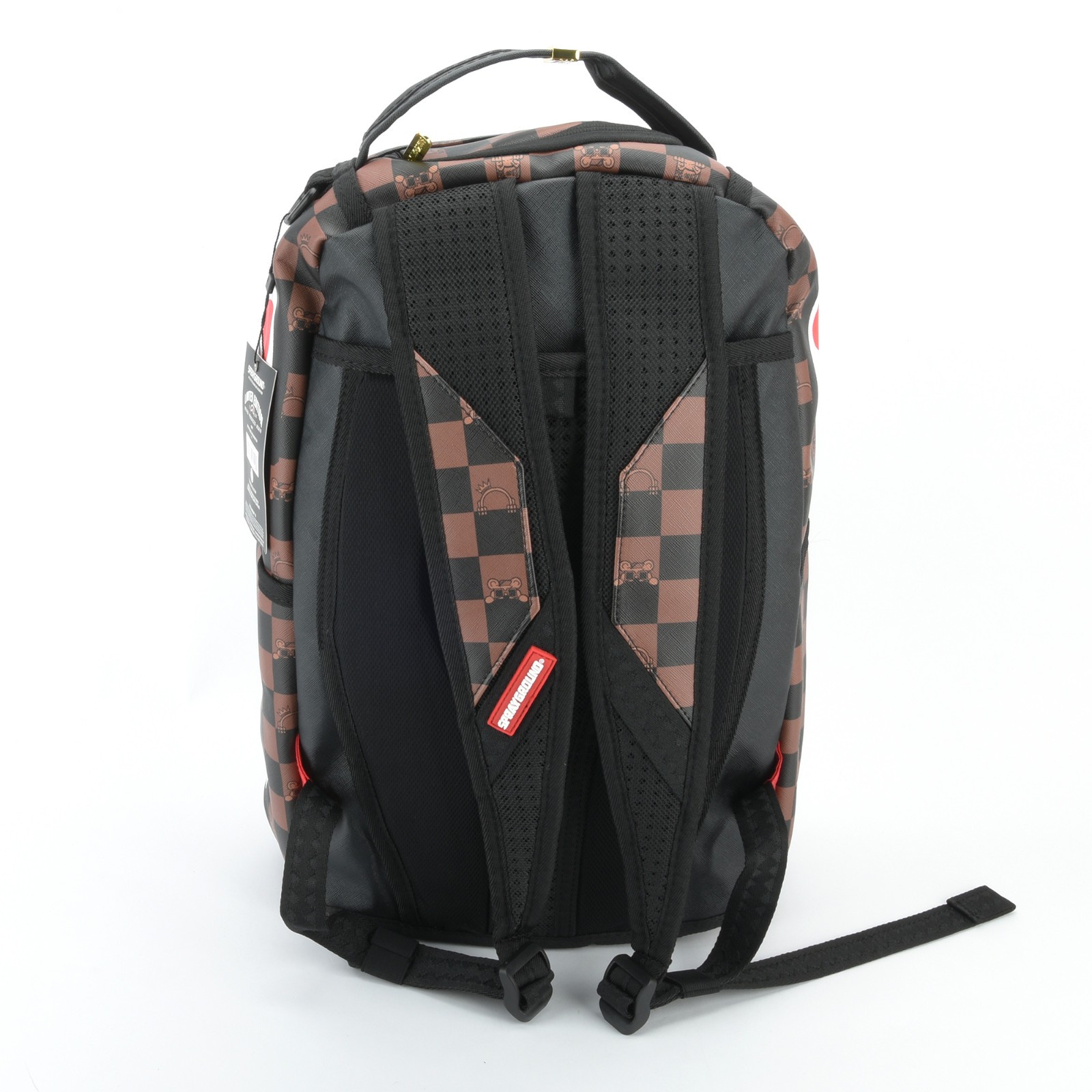 Sprayground Shark The Hideout Sharks Leather Backpack Unisex Plaid Brown