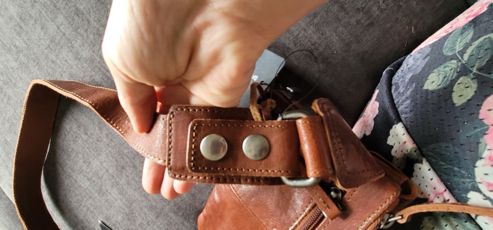 Spikes & Sparrow Brown Small Crossbody Bag Zip & Buckle, Adjustable Strap