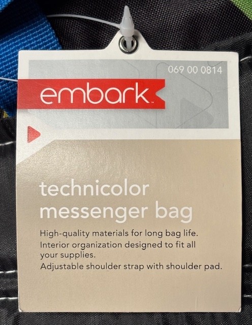 EMBARK Technicolor Messenger Bag, Medium-Sized, NEW WITH TAGS, FREE SHIPPING