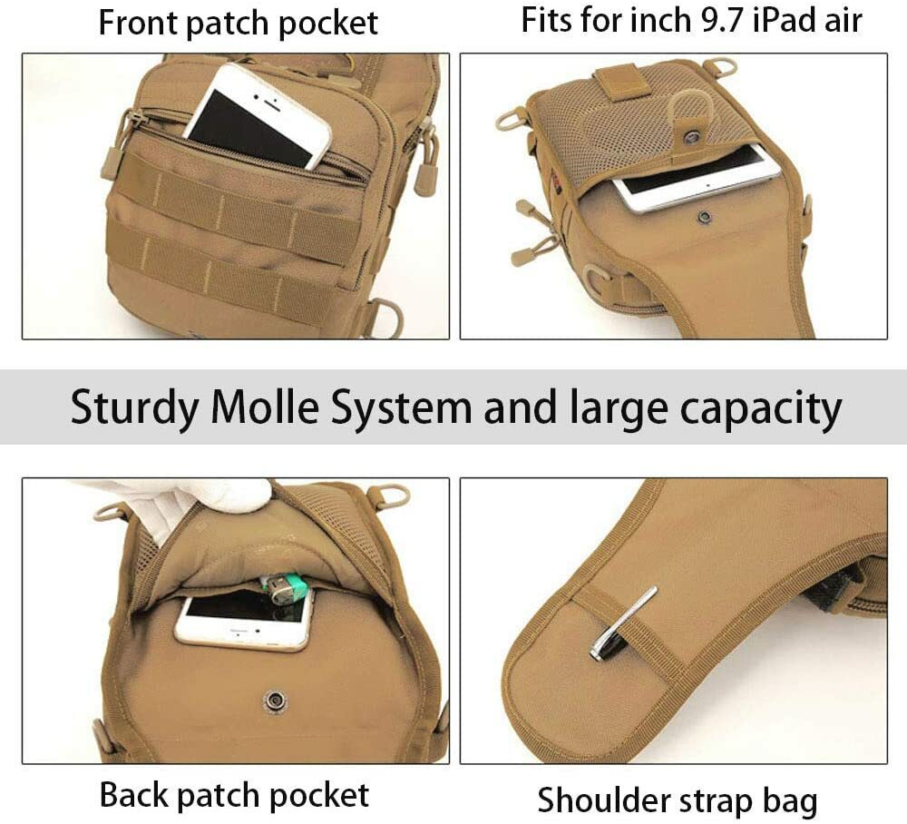 Mens Backpack Waterproof Tactical Sling Chest Pack Shoulder Bag Outdoor Hiking