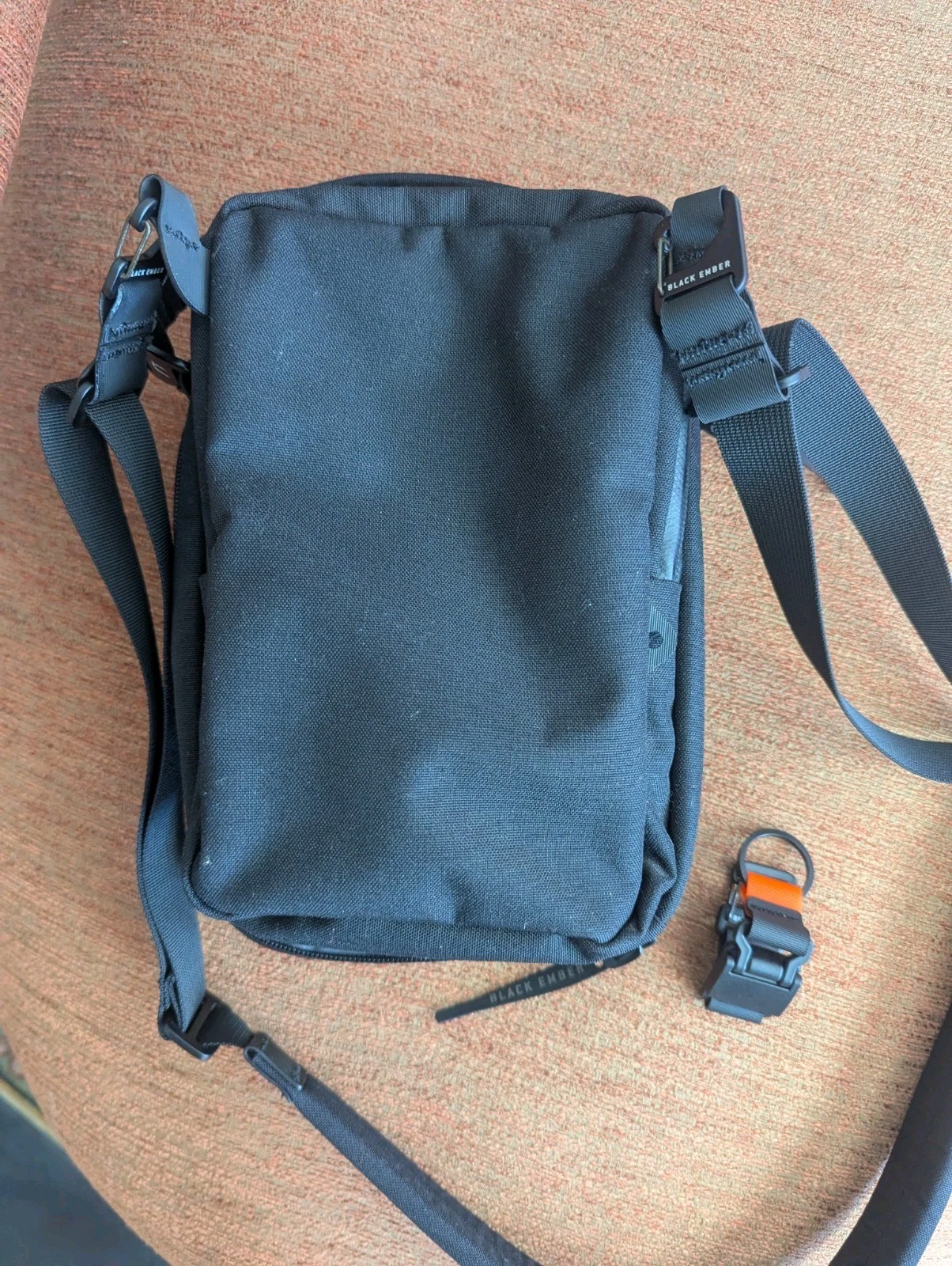 BLACK EMBER Shoulder Bag Kompak Men Nylon Bag with Key Jet-Black NWOT