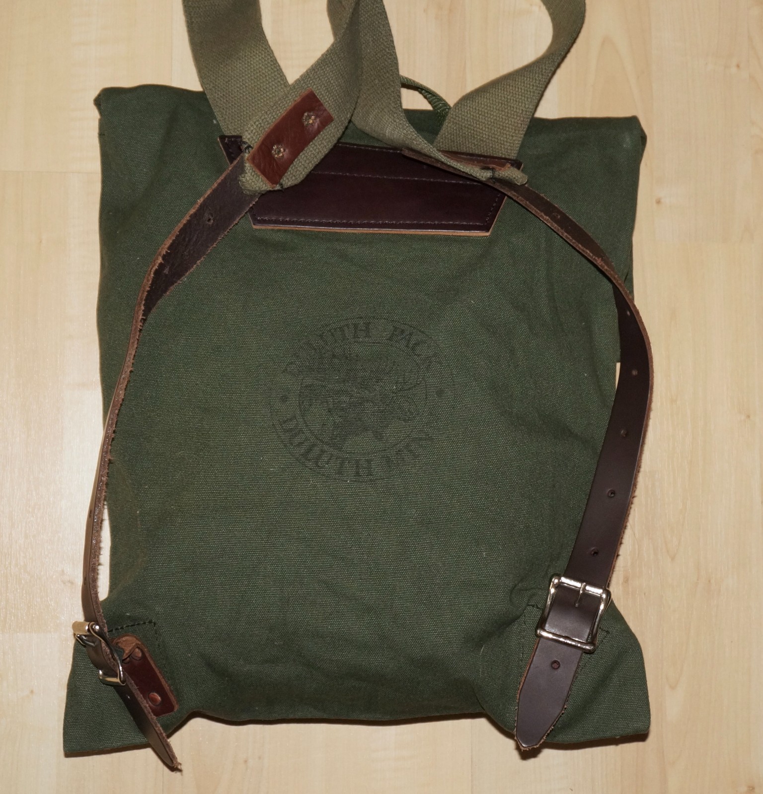 DULUTH PACK Juniper Green Canvas & Brown Leather SCOUT Backpack 16×14
