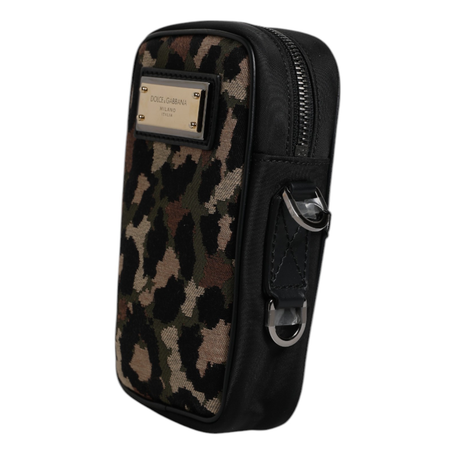 DOLCE & GABBANA Bag Multicolor Leopard Jacquard Logo Plaque Neck Strap 1460usd