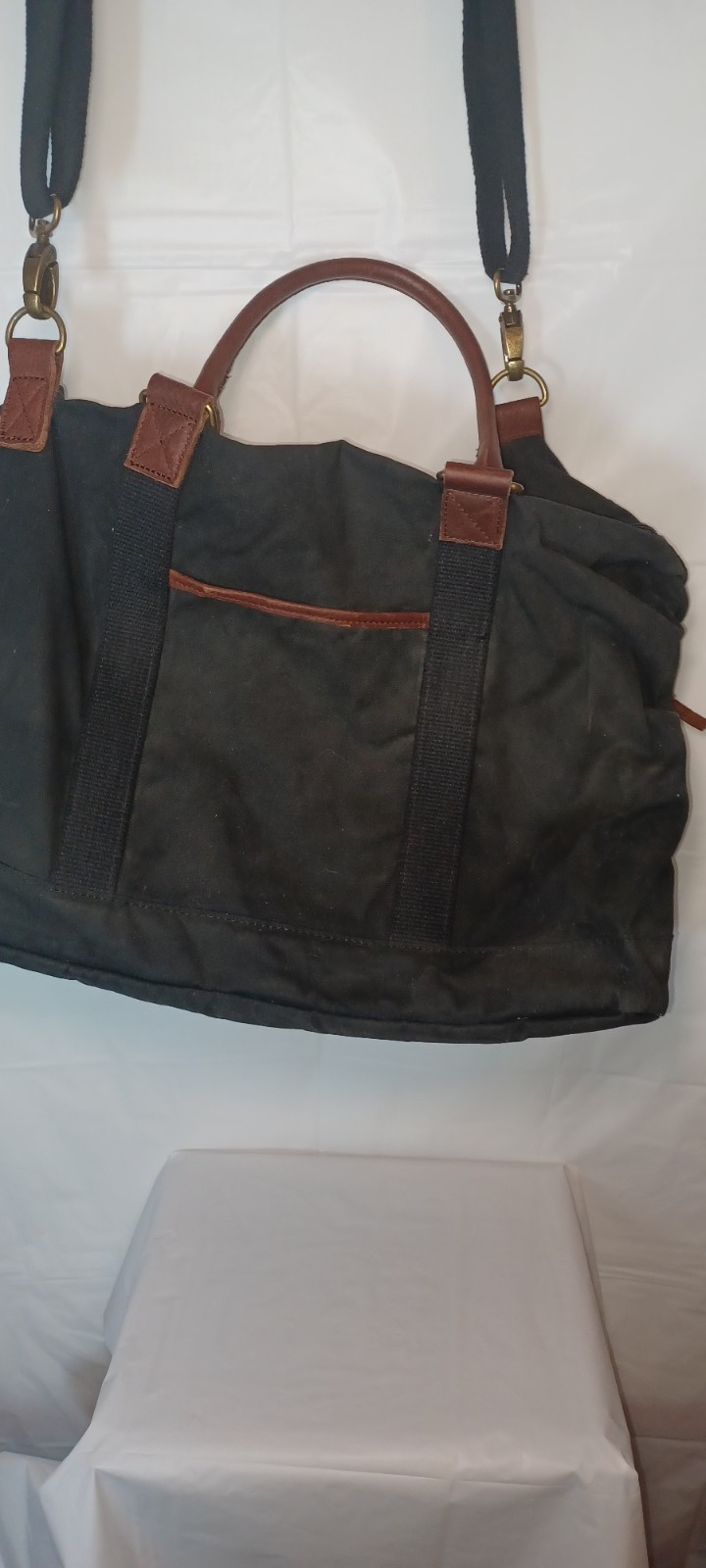 Duluth Trading Co Canvas and Leather Travel Duffle Bag Weekender Carry On Tote