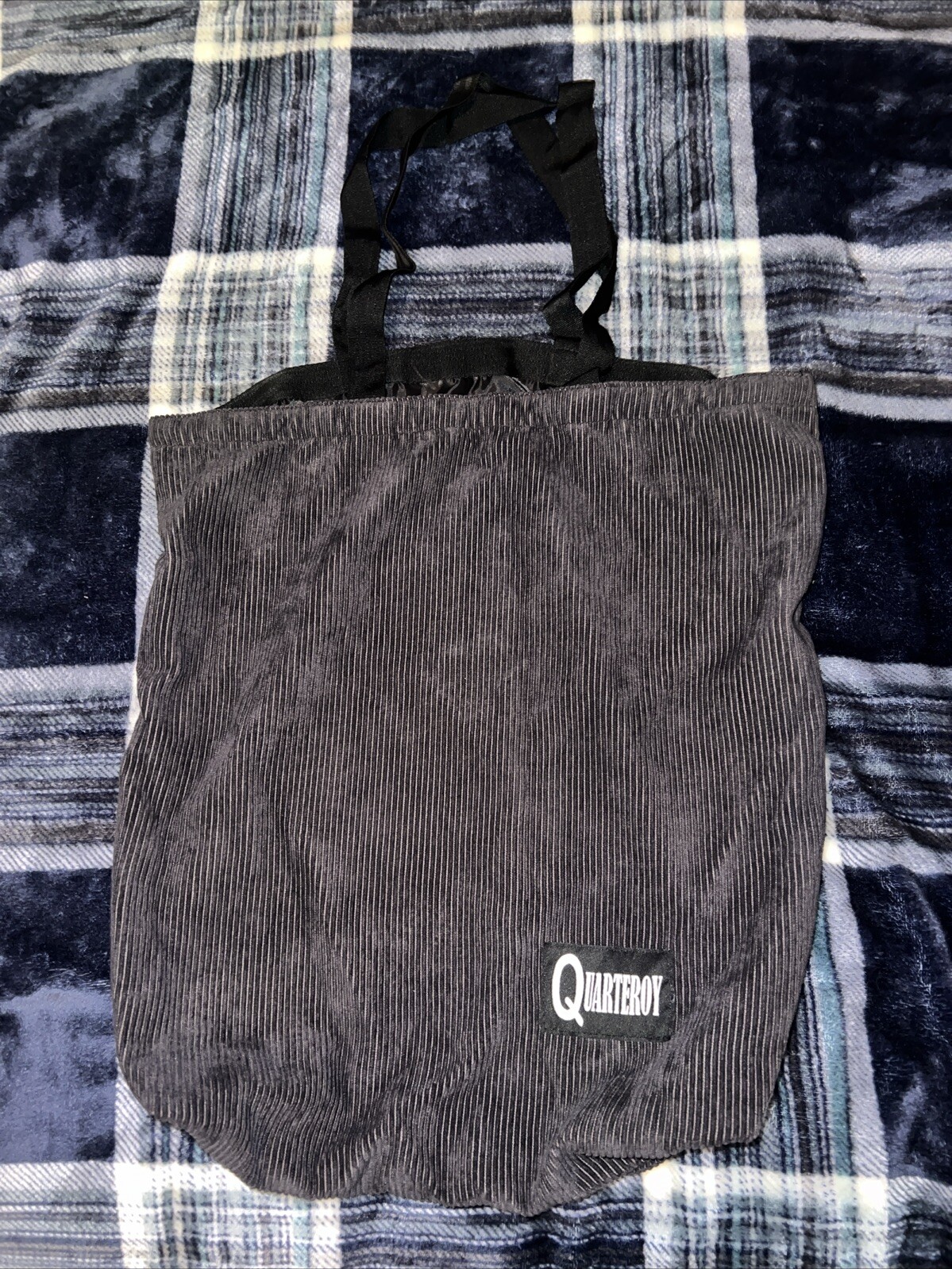 Black Corduroy Tote Bag Sack Quarteroy